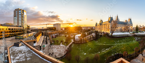Fotografie Panoramic view of Cultural Palace and central square in Iasi city, Romania
