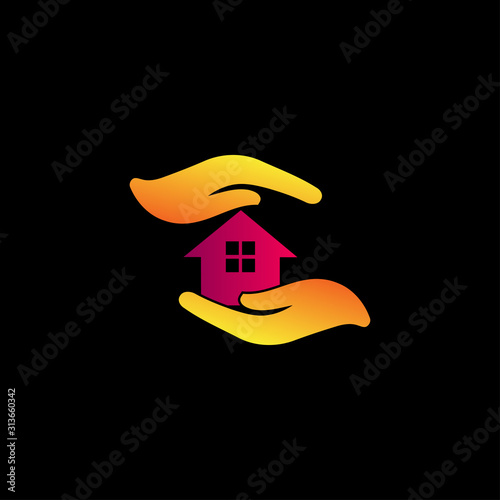 Hand, Home, safe home icon, Safe home colorful logo design