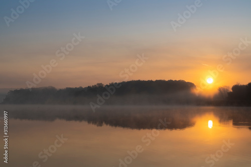 Sunrise on Jenoi pond near Diosjeno  Northern Hungary