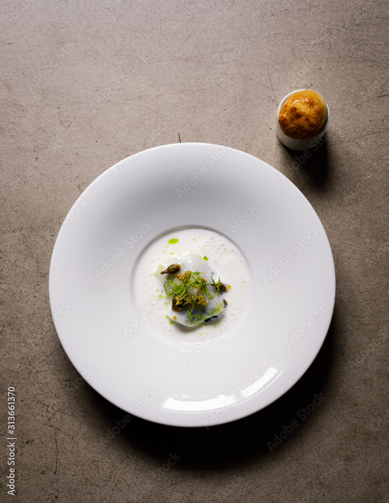 Overhead view of food served on plate Overhead view of food served on plate