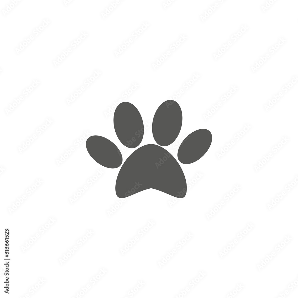 Dog paw illustration on white backgroound. icon . Dog paw illustration on white backgroound. icon .