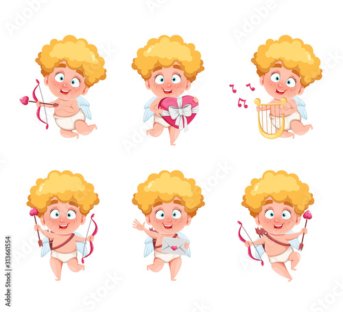 Happy Valentine's Day. Funny Cupid kid