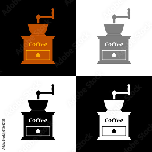 Coffee grinder icon set, vector illustration