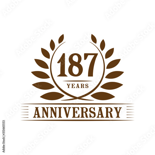 187 years logo design template. One hundred eighty seventh anniversary vector and illustration.