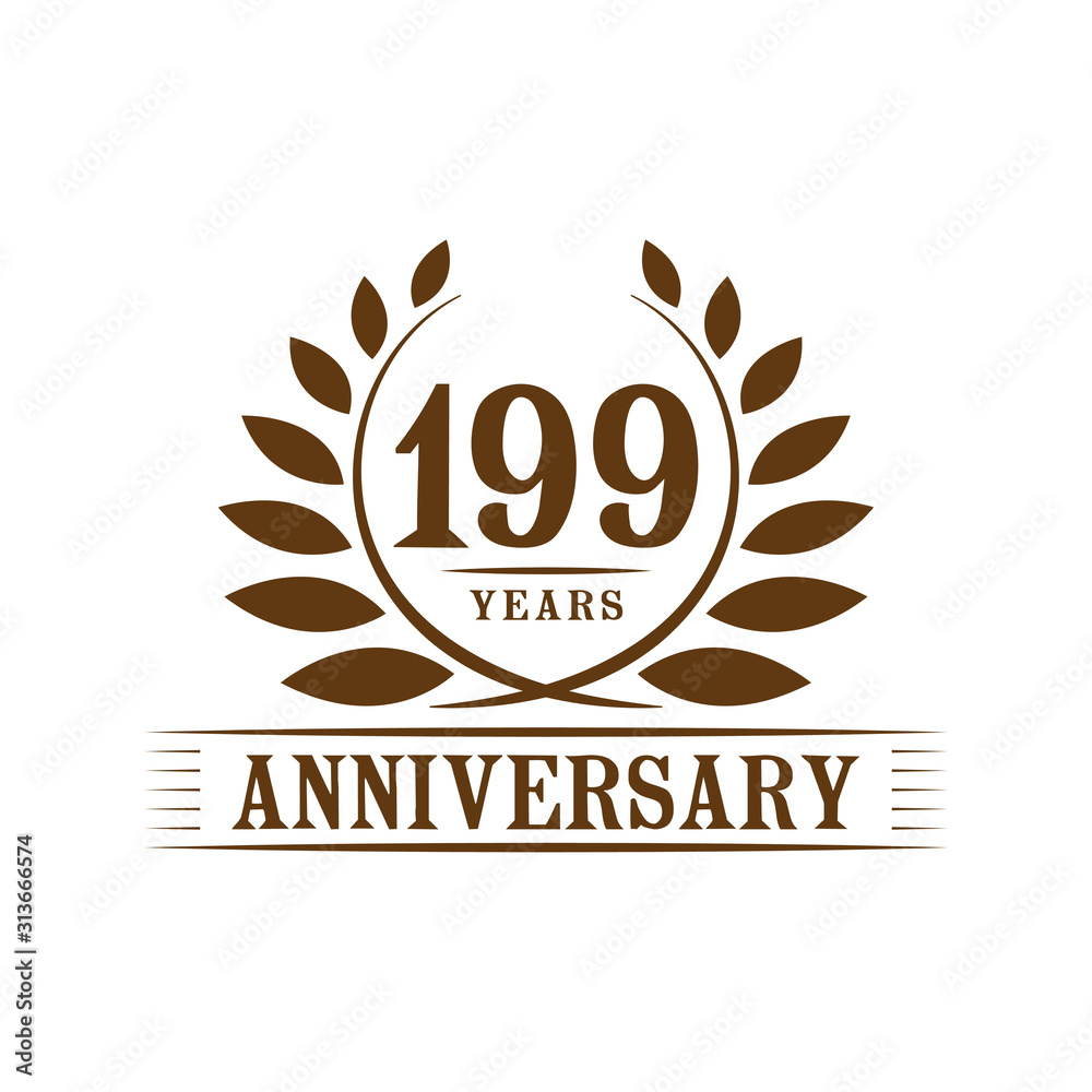 199 years logo design template. One hundred ninety ninth anniversary vector and illustration.