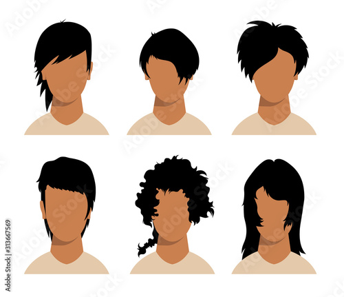 girls and mans hairstyles and haircut with face 