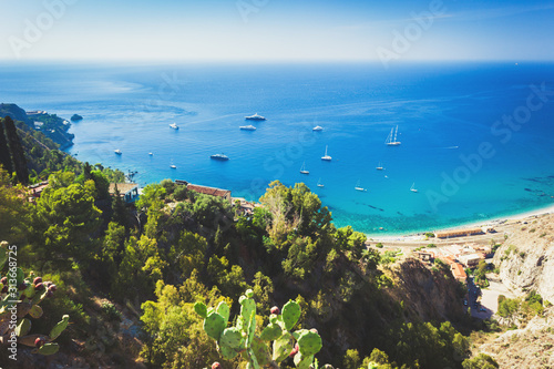 View from Taormina on a railway station  in Sicily