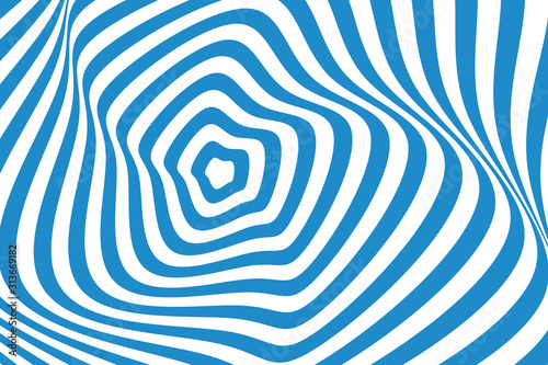 Vector abstract illustration of swirl, vortex pattern with smooth lines. Trendy background in op art style, optical illusion.