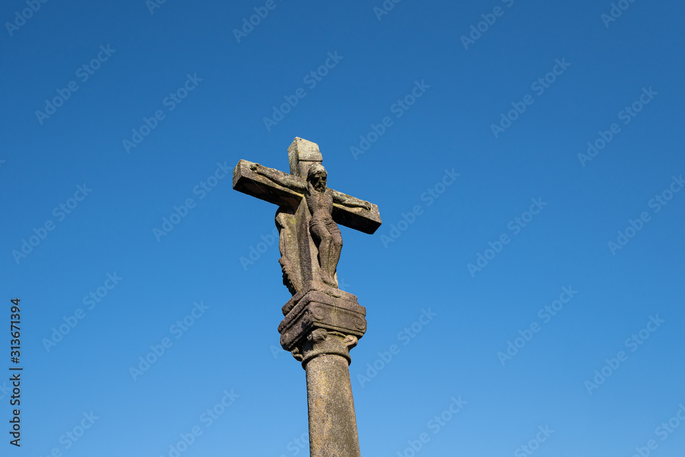 Antique carved stone cross called Cruceiro. Galicia, Spain Antique carved stone cross called Cruceiro. Galicia, Spain
