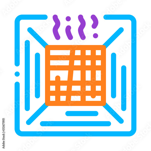 Service Air Conditioner Vector Thin Line Icon. Conditioner Electronic Thermal Comfort Technology, Indoor Unit Ventilator Linear Pictogram. Conditioning Maintenance Illustration