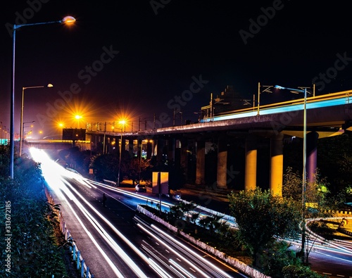 Long exposure of cars moving