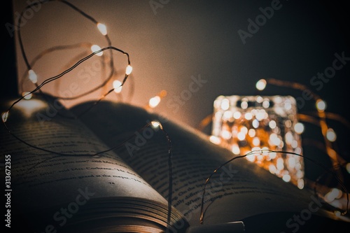 Book in copper lights