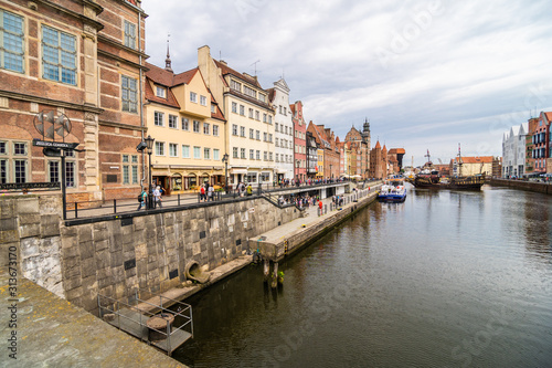 Gdansk, Poland - Juny, 2019: Streets of historical center of Gdansk city, Poland