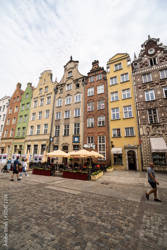 Gdansk, Poland - Juny, 2019. Old buildings of the city of Gdansk. Historical monuments of Gdansk, Poland.