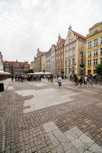 Gdansk, Poland - Juny, 2019. Old buildings of the city of Gdansk. Historical monuments of Gdansk, Poland.