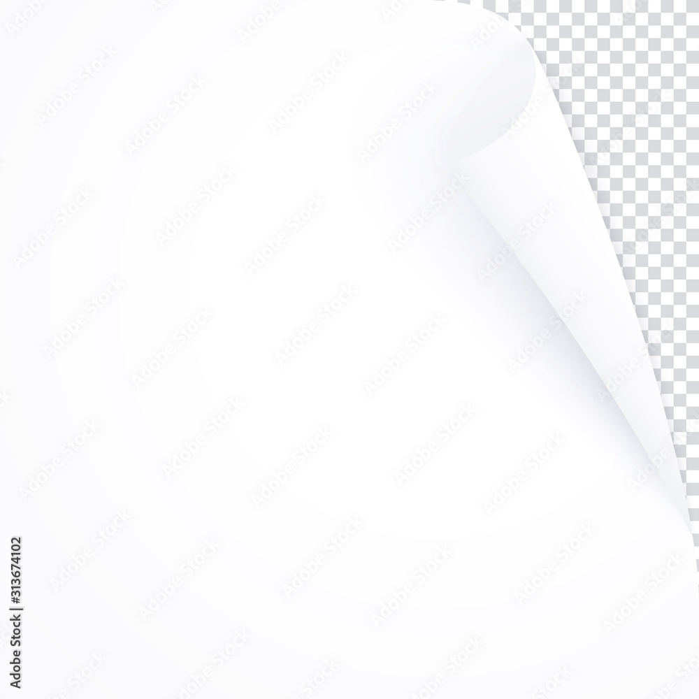 White page with curled corner, empty bent paper template for book, magazine. Vector post for notes, memory, remind. Bent realistic page isolated, banner or flyer mockup. White page with curled corner, empty bent paper template for book, magazine. Vector post for notes, memory, remind. Bent realistic page isolated, banner or flyer mockup.