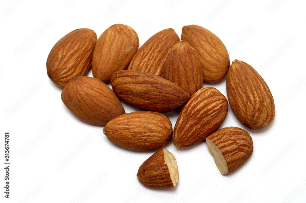 Almonds isolated on a white background Almonds isolated on a white background