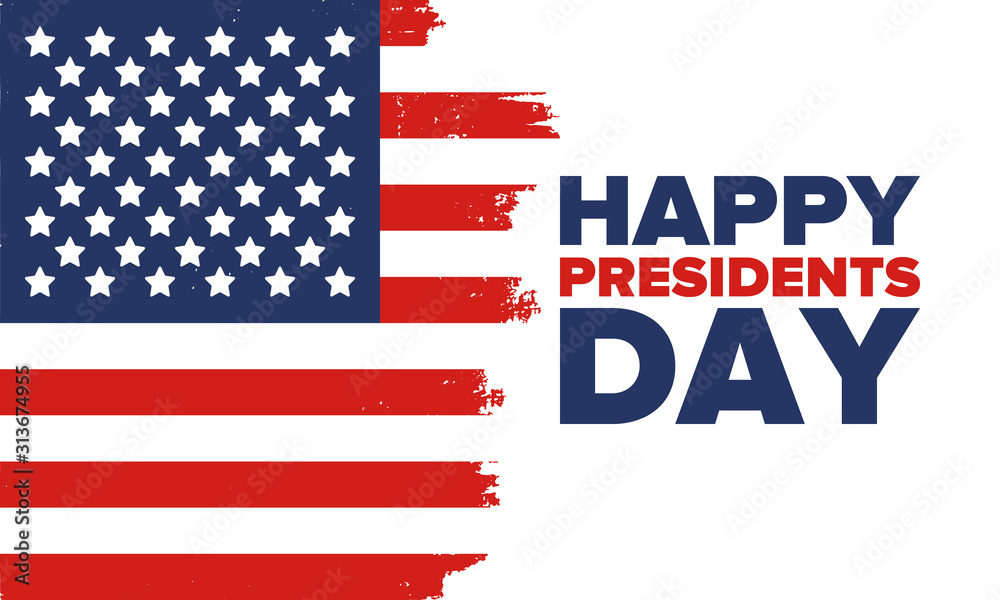 Happy Presidents day in United States. Washington's Birthday. Federal holiday in America. Celebrated in February. Patriotic american elements. Poster, banner and background. Vector illustration Happy Presidents day in United States. Washington's Birthday. Federal holiday in America. Celebrated in February. Patriotic american elements. Poster, banner and background. Vector illustration