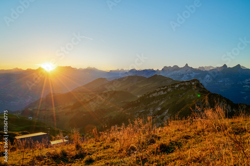 Mount RIGI sunnset over lake Luzern photo