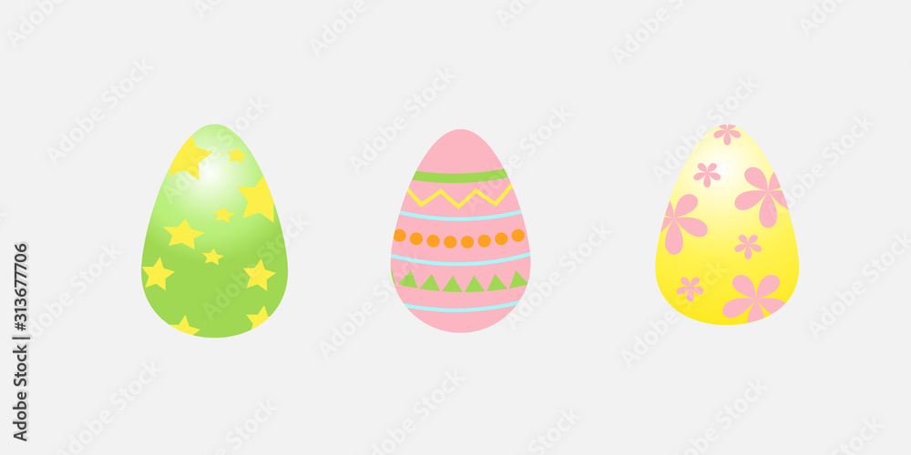 Set of multicolor Easter eggs on white background. Vector illustration Set of multicolor Easter eggs on white background. Vector illustration