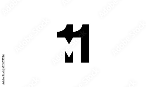 initial letter M with 11 logo design concept