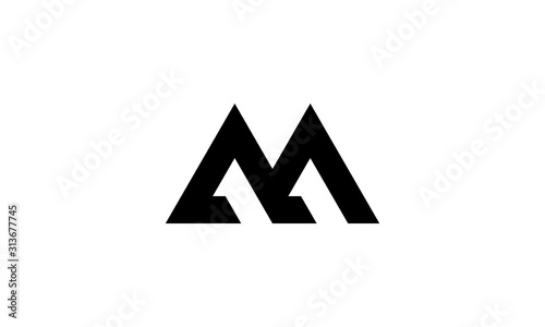 initial letter M and 11 with mountain shape logo design concept