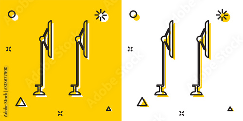 Black Windscreen wiper icon isolated on yellow and white background. Random dynamic shapes. Vector Illustration