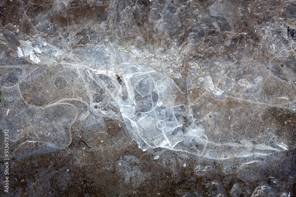 Fototapeta premium Top View Cracked Ice Texture