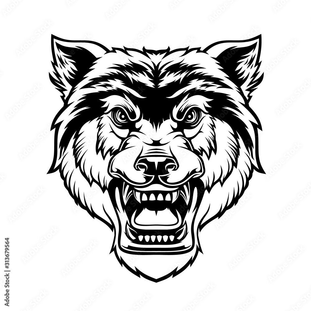 Head of roaring wolf. Head of roaring wolf.