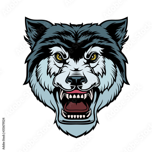 Wallpaper Mural Head of roaring wolf.	 Torontodigital.ca