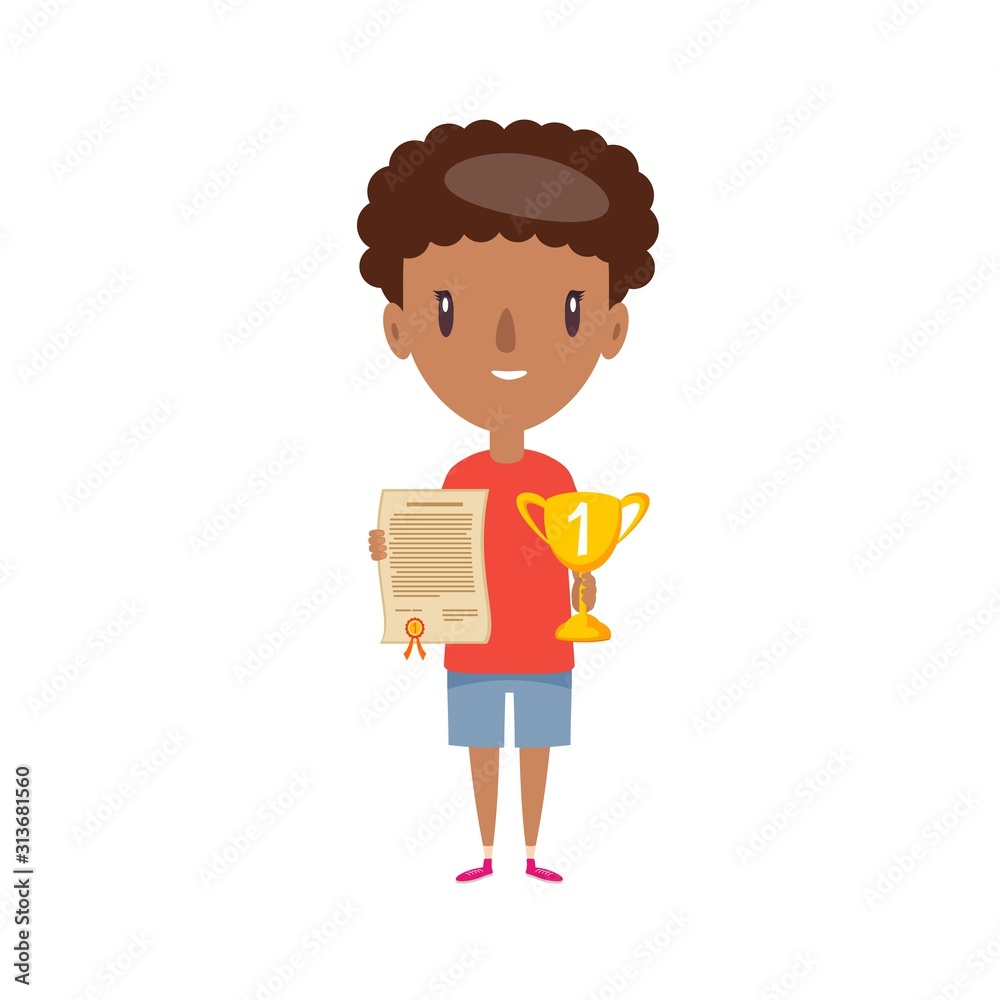 Smiling schoolboy. Cheerful elementary school student, kindergarten pupil cartoon character. Flat vector illustration. Smiling schoolboy. Cheerful elementary school student, kindergarten pupil cartoon character. Flat vector illustration.