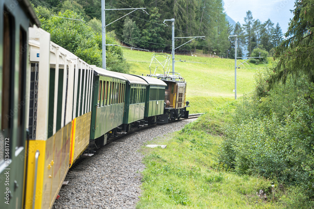 Naklejka premium Historic steam train in Davos, Switzerland