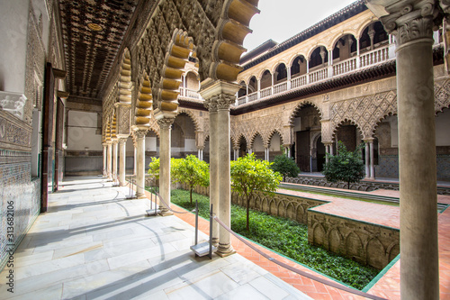 Patio de las Doncellas in Royal palace of Seville  Spain