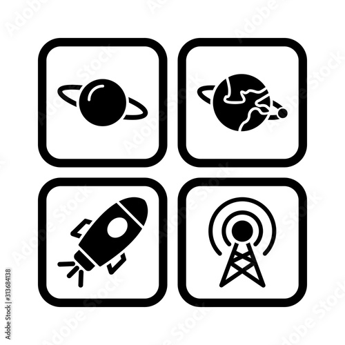 4 Set Of astronomy icons isolated on white background... photo