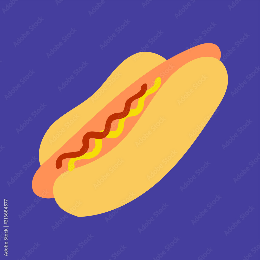 Hand drawn hot dog. Isolated on blue. Vector Hand drawn hot dog. Isolated on blue. Vector