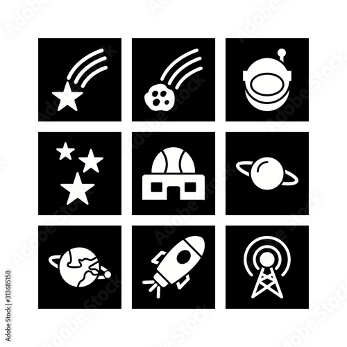 9 Set Of astronomy icons isolated on white background... photo