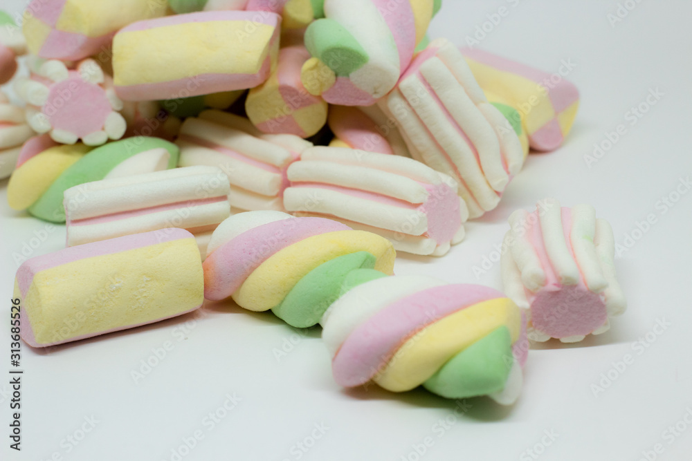 Marshmallows on a white background Marshmallows on a white background