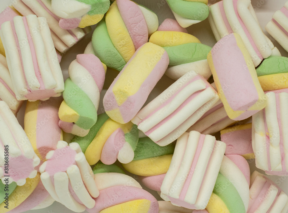 Marshmallows on a white background Marshmallows on a white background