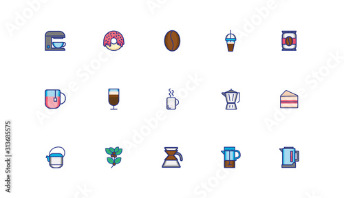 bundle of coffee set icons