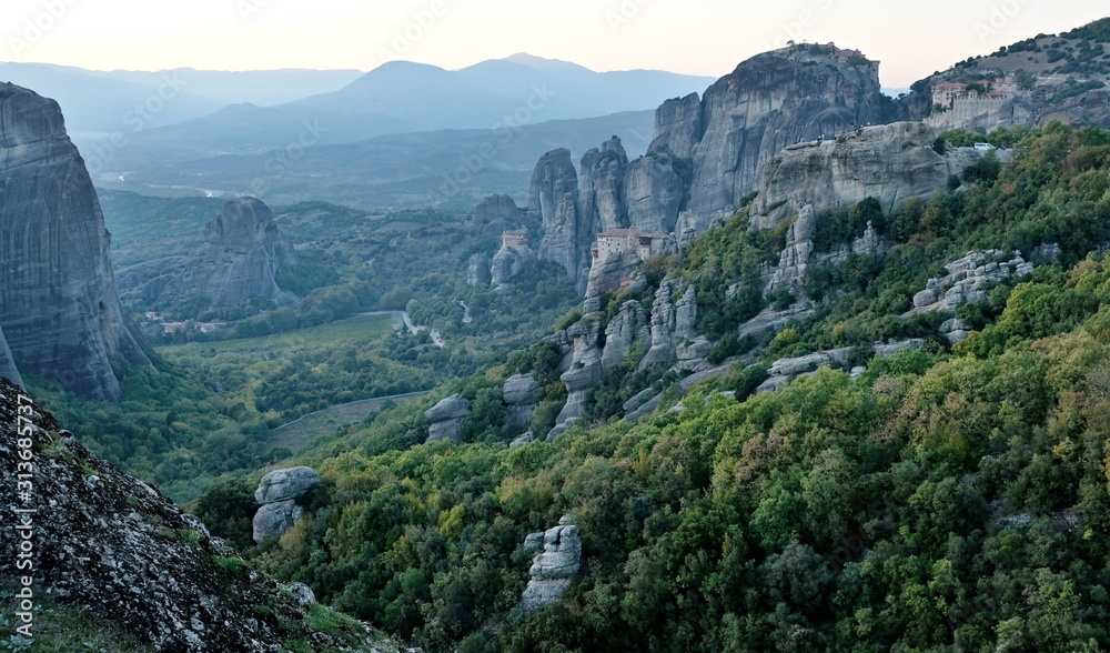 Fototapeta premium The Monasteries of Meteora in the evening. 