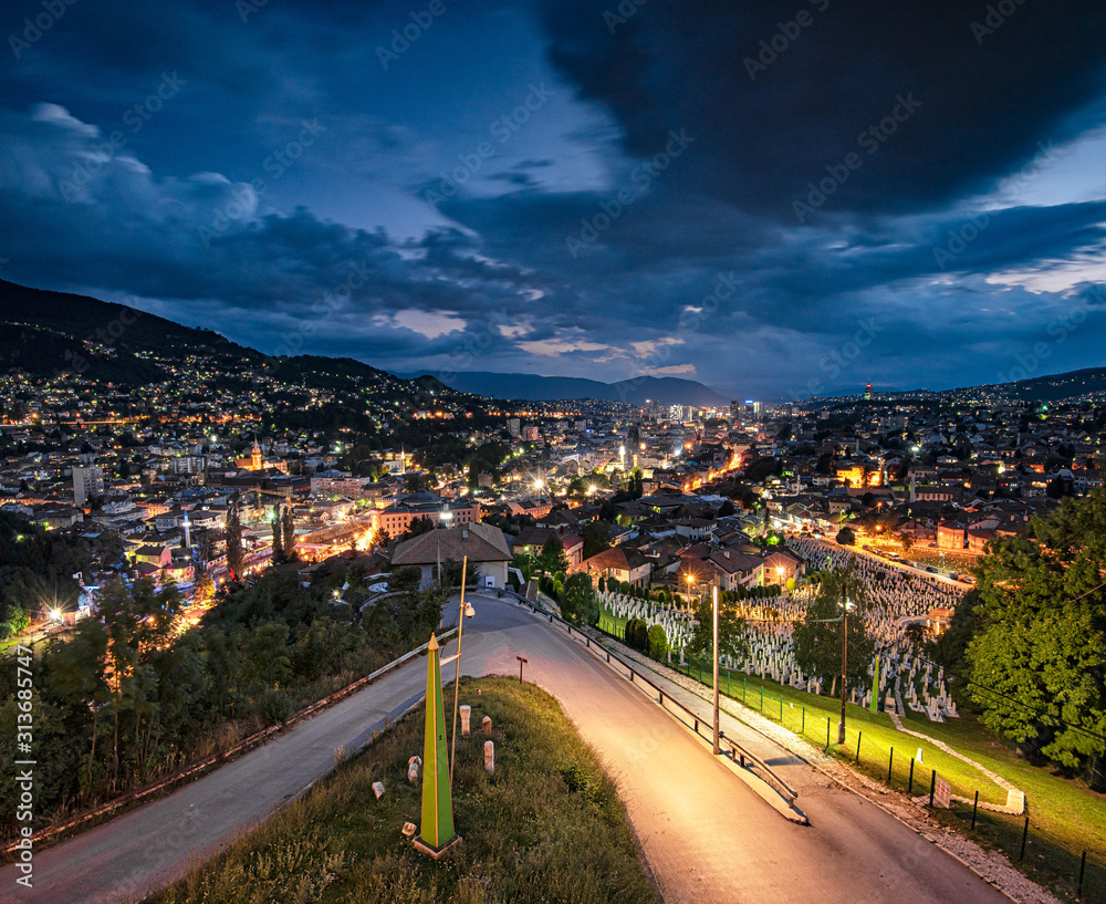 Sunset view of Sarajevo, Bosnia