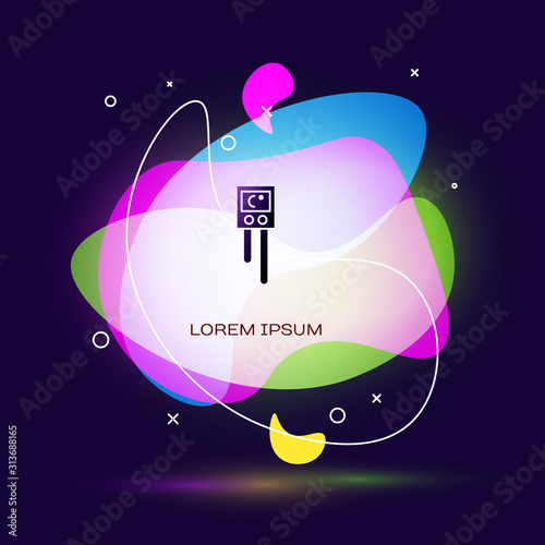 Black Temperature and humidity sensor icon isolated on blue background. Abstract banner with liquid shapes. Vector Illustration