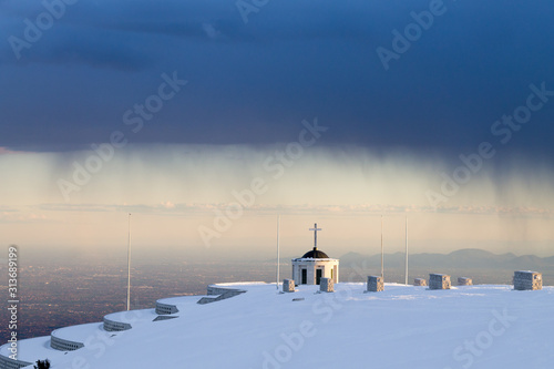 First world war memorial during storm, Italy landmark