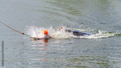 Child Falls Off Kneeboard At Cable Park photo