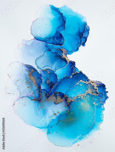 beautiful blue fluid art abstract background photo