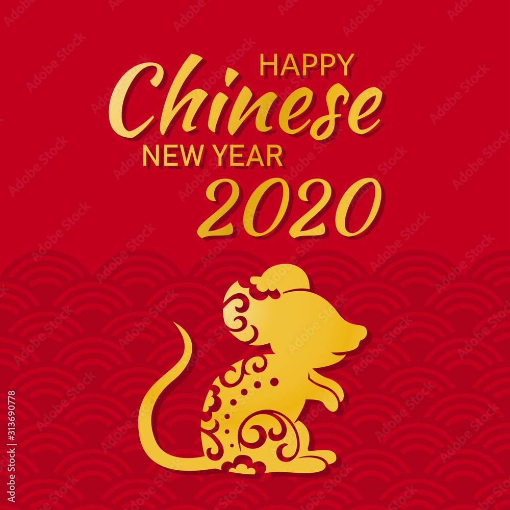 Chinese new year greetings, Year of the Rat 2020 vector card Chinese new year greetings, Year of the Rat 2020 vector card
