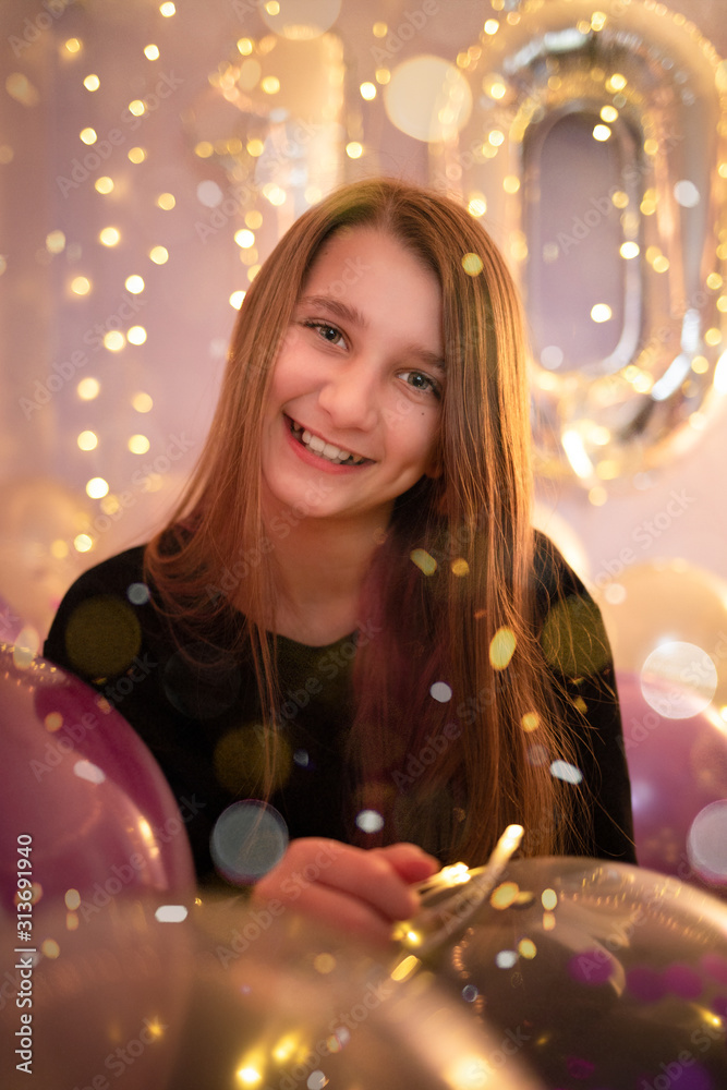 portrait of a girl with twinkly lights portrait of a girl with twinkly lights