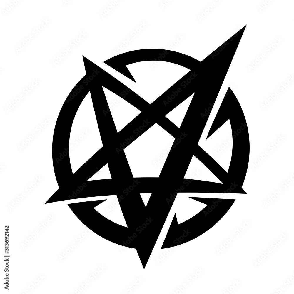 Vettoriale Stock Satanic Pentagram Inverted Star Symbol in Cartoon Logo  Style | Adobe Stock