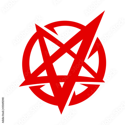 Satanic Pentagram Inverted Star Symbol in Cartoon Logo Style