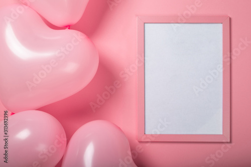 Valentine day balloons and frame